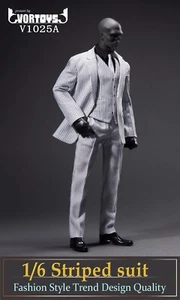 VORTOYS V1025A 1:6 White Striped Suit Set F 12'' Male Action Figure Body Toys - Picture 1 of 5