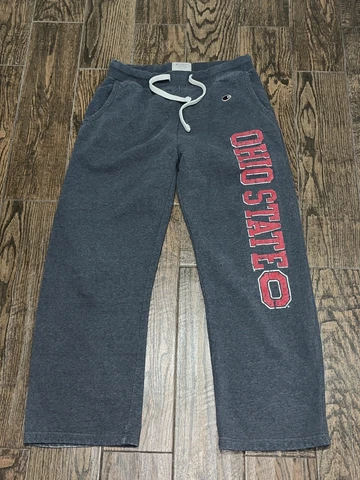 Mens Ohio State Buckeyes Champion Fleece Open Hem Grey Sweat Pants Sz. L Cover