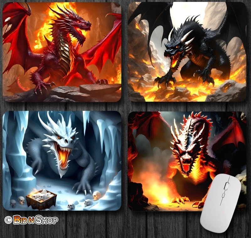DUNGEONS DRAGONS Mouse Pad / PC Mousepad ~ Dungeon Dragon Fantasy Art Gift - Image 1 of 1