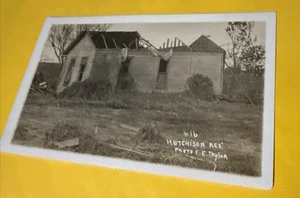 Cartolina RPPC 1913 Hutchison Residenza Aquila Ne Tornado Danni - Foto 1 di 2