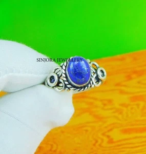 Lapislázuli Piedra preciosa 925 plata esterlina hecho a mano anillo de... - Imagen 1 de 4