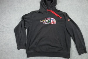 North Face Hoodie Mens XL Black International Flag Pullover Sweatshirt Logo Rare - Picture 1 of 11