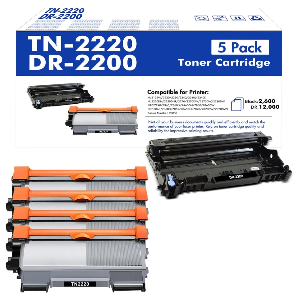 Toner+Trommel compatible with Brother TN-2220 HL-2250DN MFC-7360N 7460DN Fax2845 - Bild 1 von 1