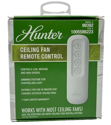 Ventilador de techo Hunter Universal de 3 velocidades con clasificación de humedad con control remoto portátil blanco Foto 1 de 4
