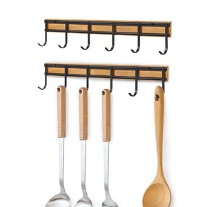 Kitchen Utensil Rack Wall Hooks Rail Mounted Accessory Hanger with - Picture 1 of 7
