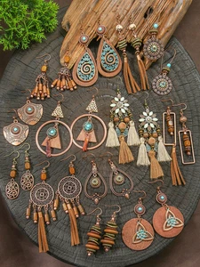 Tophanqi 13 Pairs Vintage Bohemian Earrings Set,  Geometrical Tassel Earrings - Picture 1 of 8