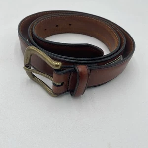 Cintura uomo ORVIS 46" pelle marrone fibbia ottone made in USA larghezza 1 1/4" - Foto 1 di 11