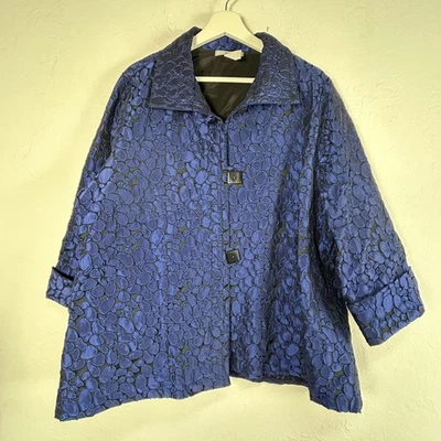 Chaqueta Moonlight Para Mujer Geométrica Punteada Jacquard Botón Delantero XL Azul Ropa Artística Foto 1 de 4