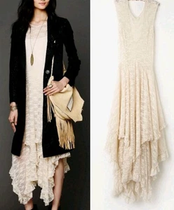 Abito midi Free People corteggiamento francese pizzo volant! XS Ottimo - Foto 1 di 5