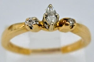 14K Gelbgold Marquise Diamant Versprechen Ring Band Zierlich Kleine Größe 2,5 - Bild 1 von 5