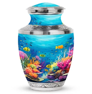 Urns For Adult Male Dad Colorful Coral Reef Panorama (10 Inch) Large Urn - Picture 1 of 7