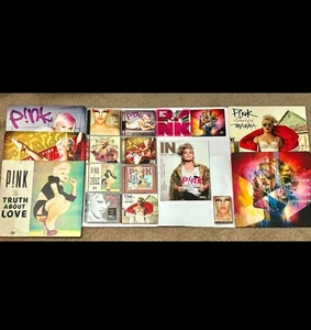 P!nk Lot CDs/Vinyls/Cassette/Magazine Collection Hurts 2B Human Purple Vinyl - Picture 1 of 20