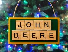 JOHN DEERE Tractor Combine Truck Christmas Ornament Scrabble Tiles