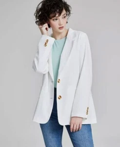 And Now This Women's Notch-Collar Cotton Blend Blazer Jacket White Size XL - Picture 1 of 7