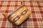 Longaberger 1993 ALL-STAR Basket # 14494 with Red & Blue weave & leather handles