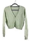 Brandy Melville Knit Cardigan Sweater One Size Cropped Green Cotton Buttons