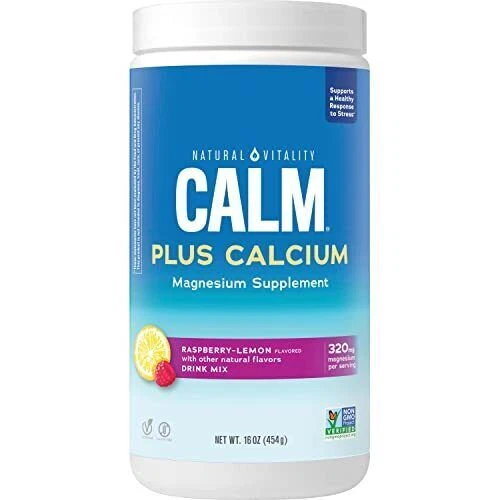 Natural Vitality Calm Plus Calcium Raspberry Lemon 16oz Supplement Powder