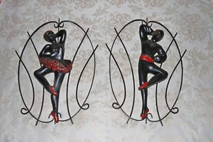 2 MCM CHALKWARE BLACK DANCERS FOR WALL - Bild 1 von 3