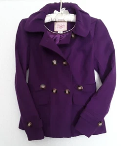 Pink Envelope Purple Women's Hooded Belted Peacoat Jacket Coat sz S Small - Picture 1 of 12