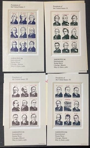 US Scott # 2216 - 2219 AMERIPEX 86 Presidents Set of 4 Sheets (36) 22¢ 22c 1986 - Picture 1 of 2