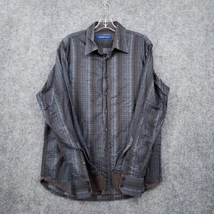 Georg Roth Shirt Men L Large Button-Up Black Geometric Long Sleeve Office Casual - Picture 1 of 12
