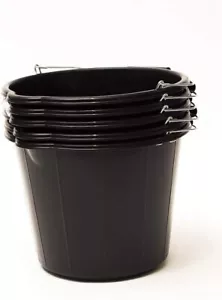 3-5X Black Bucket 3 Gallon Builders Buckets 14 Litre Strong Plastic (MADE IN UK) - Picture 1 of 28