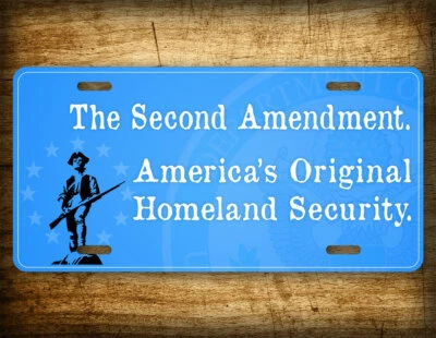 Patriotic Second Amendment License Plate USA America's Original Homeland Securit Foto 1 de 4