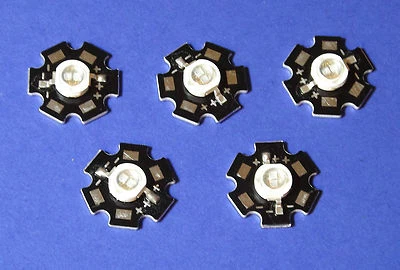 5 X 5W 365nm UV POWER  LED on HEATSINK Kühlkörper Emitter  5mm Geldschein Money  - Bild 1 von 4