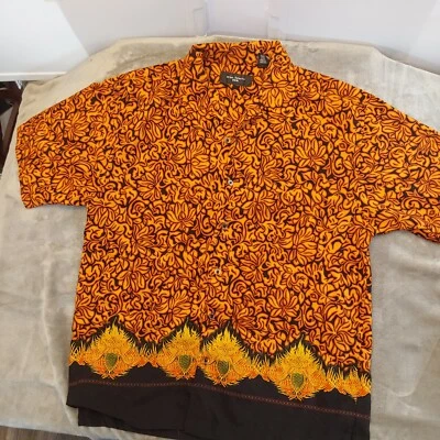 Camisa havaiana - Tamanho grande - Laranja fogo brilhante por Icon Sports - Imagem 1 de 4