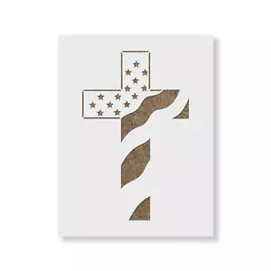 American Flag Cross Stencil - Durable & Reusable Mylar Stencils - Picture 1 of 5