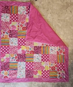 Bright colored patchwork baby quilt, homemade NWOT - Picture 1 of 9