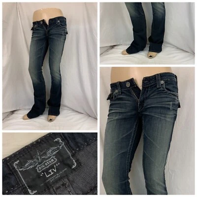 Big Star Jeans Sz 28 Dark Wash Bootcut Cotton Stretch Mexico YGI O2-49 - Изображение 1 из 4