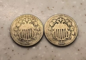 1867 & 1868 Shield Nickel American Coin Lot - Picture 1 of 6