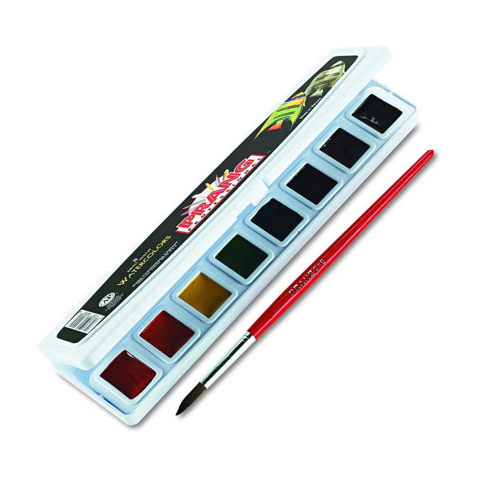 Prang 08000 Professional Watercolors 8 Assorted Colors Half Pans Dix08000