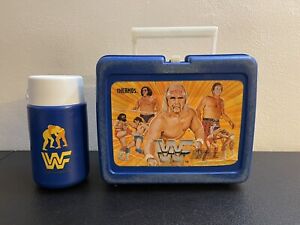 WWF Lunch Box With Thermos Hulk Hogan Andre The Giant Roddy Piper WWE 80s VTG