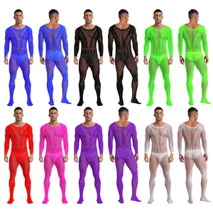Sexy Mono Para Hombres Transparente Body Camisón Bodystocking Red Ropa de dormir - Imagen 1 de 58