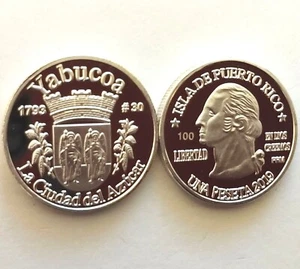 PESETA YABUCOA 2019 Serie Pueblos PUERTO RICO Plata Boricua Silver Quarter - Picture 1 of 12