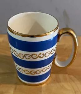 Tazza Sadler vintage blu e bianca con oro dorato - Foto 1 di 5