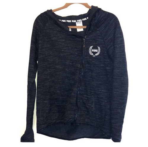 UNDERCOVER Giacca con cappuccio ROSA by VIC SECRET marmorizzata nera full asimmetrica zip XS