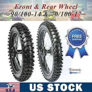 Rueda delantera 17" + rueda trasera 14" 90/100-14 70/100-17 para Dirt Pit Bike 125cc SSR - Imagen 1 de 17