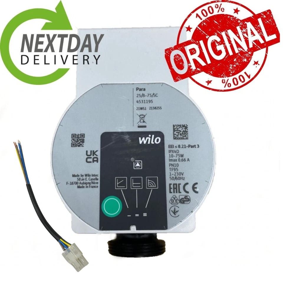 Wilo 1½" PARA 25/8 - 75/SC A Rated 8 Meter Underfloor Heating Pump 130mm height - Image 1 of 1