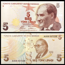 Turkey 5 Lira, 2009, P-222a, UNC