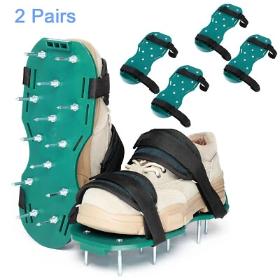 2 pares de zapatos aireadores de césped para césped y patio de alta resistencia para aflojar el suelo zapatos para césped jardín Foto 1 de 4