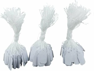 300 White Paper String Price Tags Jewelry Ring Sale Display Labels 3/8"x7/8" - Picture 1 of 1