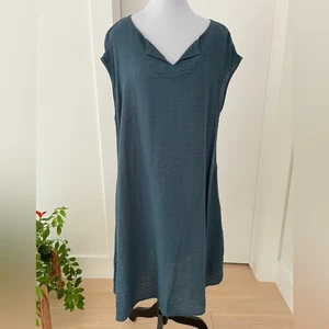 OSKA Cap Sleeve A Line Pullover Dress Pockets Textured Lightweight Lagenlook - Imagen 1 de 15