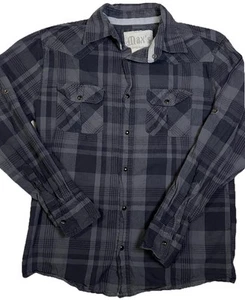 Ditch Plains Max's Men's Button Down Shirt LS Med Plaid Roll Tab Skater Grunge - Picture 1 of 9