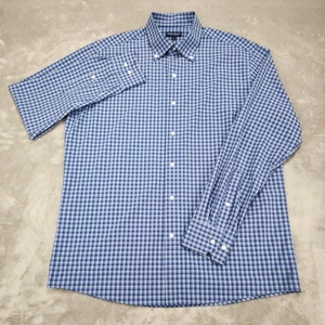 Peter Millar Shirt Mens Large Blue Plaid Crown Crafted Long Sleeve Button Down - Picture 1 of 12
