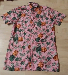 Surf Society Swimwear Pink Pineapple Button Up Shirt Men Medium Tropical - Picture 1 of 1