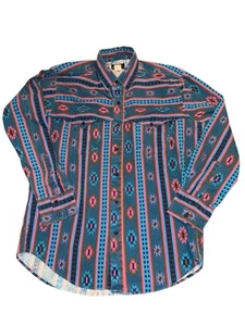 Vtg Rare Ruddock Bros Colorful Aztec AOP Western Button Up Shirt Men’s L - Picture 1 of 4