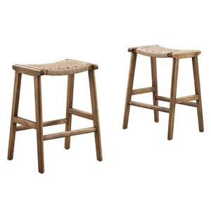 Saoirse Gewebtes Seil Holz Thekenhocker 2er Set - Bild 1 von 10